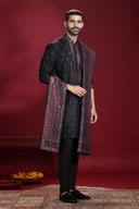 Black Banarasi Jacquard Silk Kurta Set with Printed Dupatta