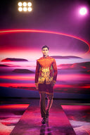 Maroon Silk Heritage Print with Antique Gold Highlight Embroidery Kurta Jacket Set