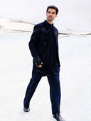 Deep navy Blue Embellished Bomber Set For Men