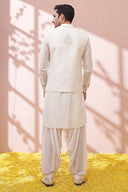 Royal Pearl Pure Silk Embellished Kurta Bandi Set - KORANM