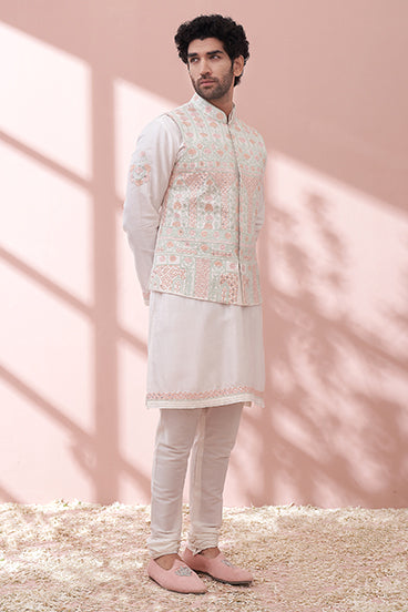 Classic White With Summer Pastels Kurta Bandi Set