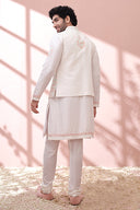 Classic White With Summer Pastels Kurta Bandi Set - KORANM