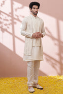 Pearled Ivory Sequin Embellished Kurta Bandi Set