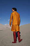 Golden Yellow Embroidered Kurta Bandi Set - KORANM