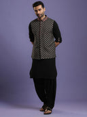 Jet Black Kurta Salwar Set With Embroidered Bandi Jacket - KORANM