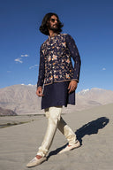 Navy Blue Embroidered Bandi Kurta Set - KORANM