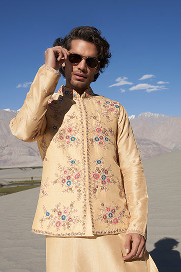 Golden Rays Embroidered Bandi Kurta Set - KORANM