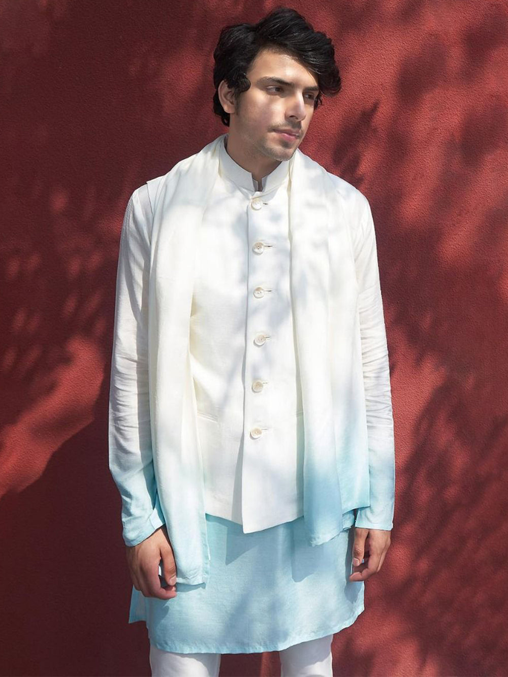 Ocean Blue Ombre Kurta Bandi Set