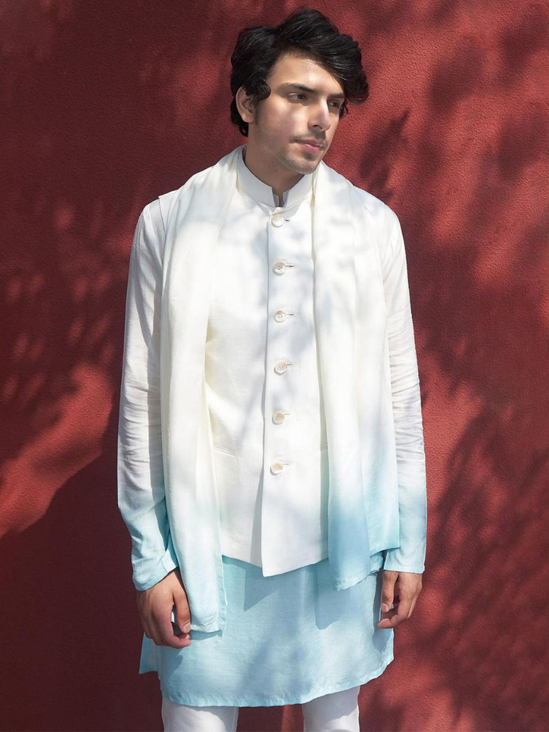 Ocean Blue Ombre Kurta Bandi Set