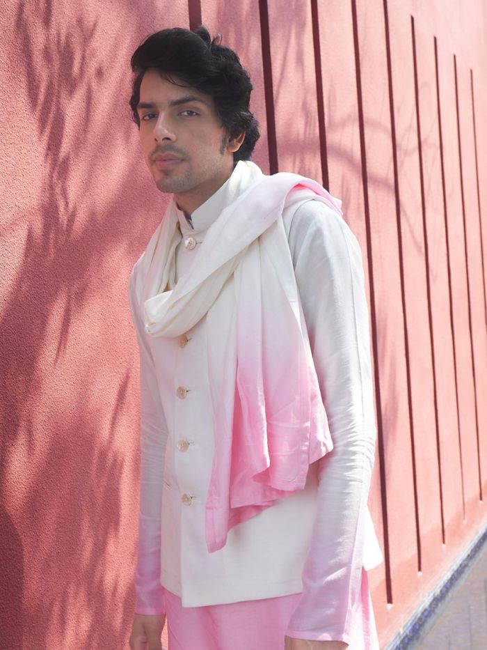 Summer Pink Ombre Kurta Bandi Set
