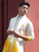 Off-White And Yellow Ombre Kurta Jacket Set