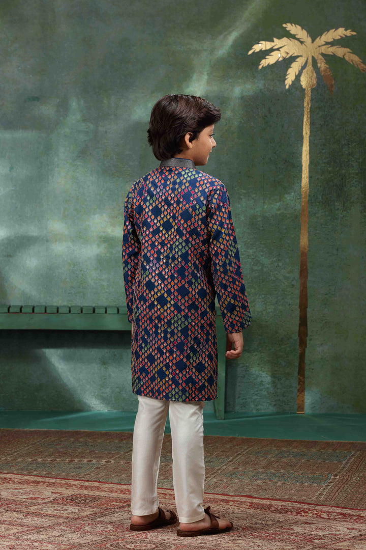 Navy Blue Embroidered Kurta Set