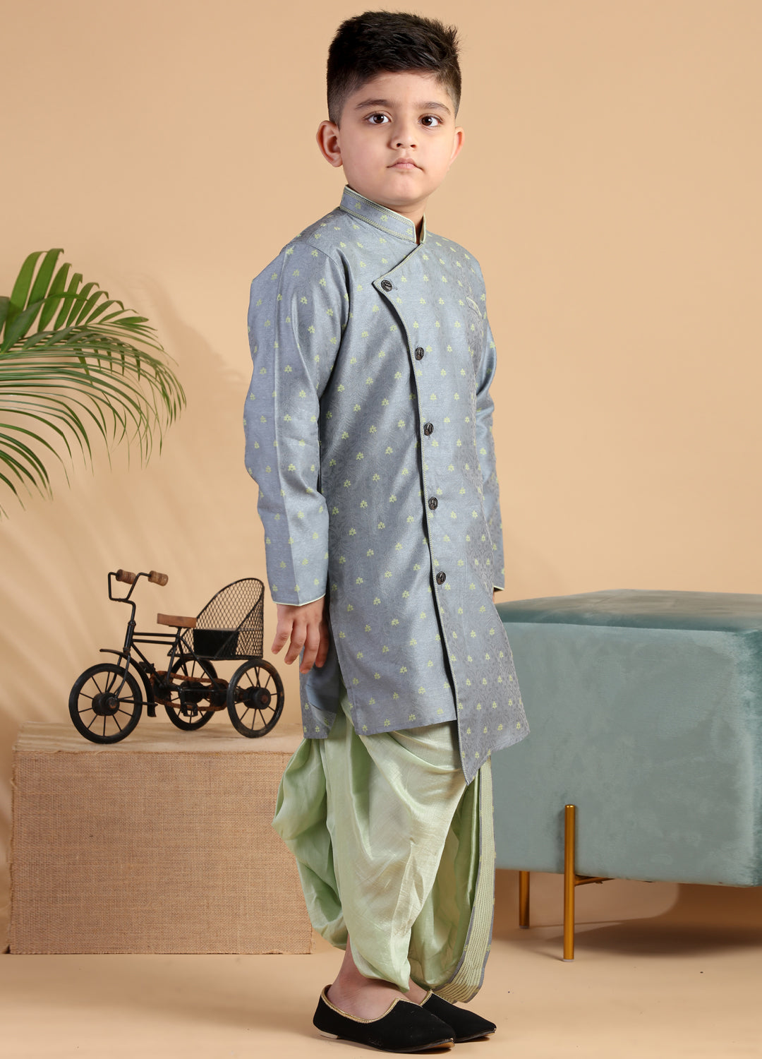 Slate Grey Kurta Dhoti Set