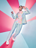 Aqua Blazer Sets with Embroidered StarFish and Shimmering Sequins Work and Pant
