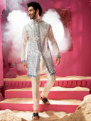 Blue And White Long Bandi Set