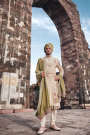 Royal Ivory Hand-Embroidered Silk Sherwani Set