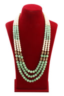 Aqua Green And Cream Layered Moti Mala