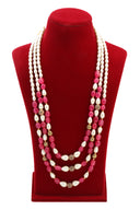 Classic Pink Embellished Layered Mala For Groom