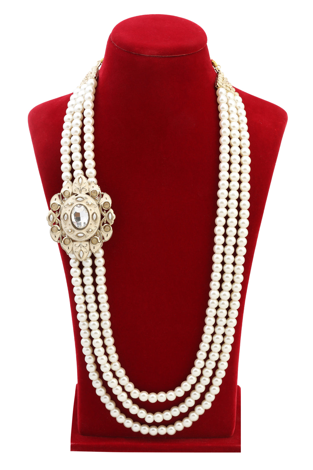Pearl Layered Mala with Diamond Pendant