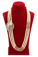 Peach and Gold Layered Mala with a Diamond Pendant