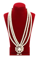 Pearl Layered Mala with a Diamond Pendant