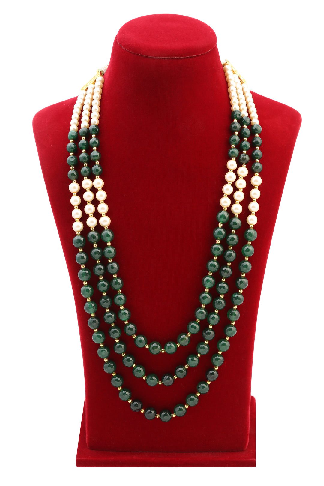Green Embellished Multi-layer Mala For Groom