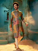 Mustard Kurta with Natural Churidar Pant for Men