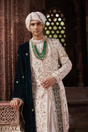 Royal Cream Hand-Embroidered Anghrakha Sherwani Set