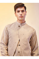 Classic Natural Beige Indo Western Kurta for Men - KORANM
