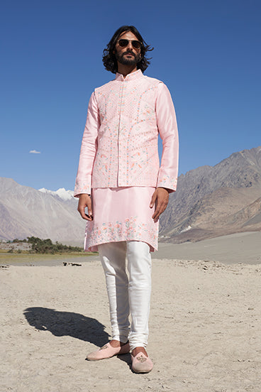 Blush Pink Embroidered Bandi Kurta Set