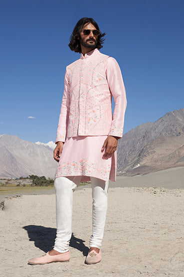 Blush Pink Embroidered Bandi Kurta Set