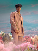 Mauve Hojri Silk Embroidered Jodhpuri Set