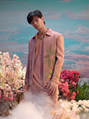 Mauve Hojri Silk Embroidered Jodhpuri Set