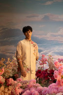 Natural Multicolour Embroidered Bandi Kurta Set