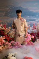 Natural Multicolour Embroidered Bandi Kurta Set