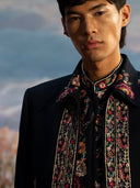 Navy Velvet Embroidered Jodhpuri Set