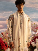 Cream Rose Silk Embroidered Kurta Set with Dupatta – Carnival Collection
