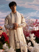 Cream Rose Silk Embroidered Kurta Set with Dupatta – Carnival Collection