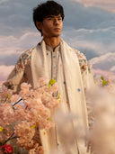 Cream Rose Silk Embroidered Kurta Set with Dupatta – Carnival Collection