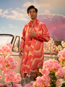 Multi-Color Linen Satin Embroidered & Printed Kurta Set with Dupatta – Carnival Collection