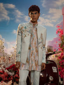 Sky Blue Embroidered & Printed Jodhpuri Set – Carnival Collection