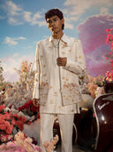 Ivory Khadi Silk Embroidered Jodhpuri Set – Carnival Collection