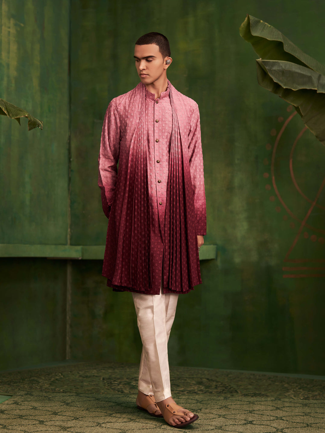Pink-Maroonish Ombre Kurta Set