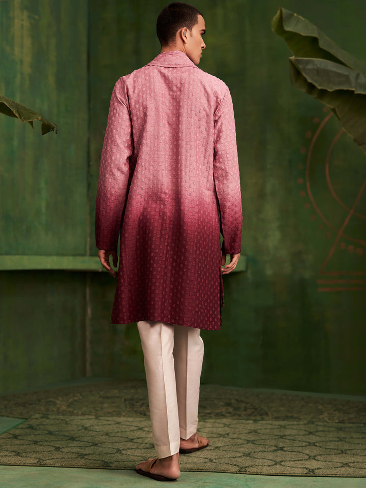 Pink-Maroonish Ombre Kurta Set - KORANM