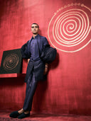 Indigo Ombre Aligarhi Pants With Attached Dupatta Kurta Set