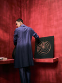 Indigo Ombre Aligarhi Pants With Attached Dupatta Kurta Set