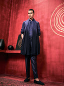 Indigo Ombre Aligarhi Pants With Attached Dupatta Kurta Set