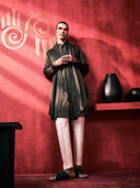 Elegant Olive Green Pleated Kurta Set