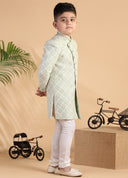 Pale Pista Embroidered Sherwani Set