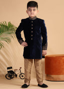 Classic Navy Velvet Sherwani Set